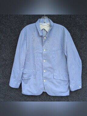 Rag & Bone Jacket Mens 40 Blue Stripe Japanese Cotton Unstructured Parker Blazer